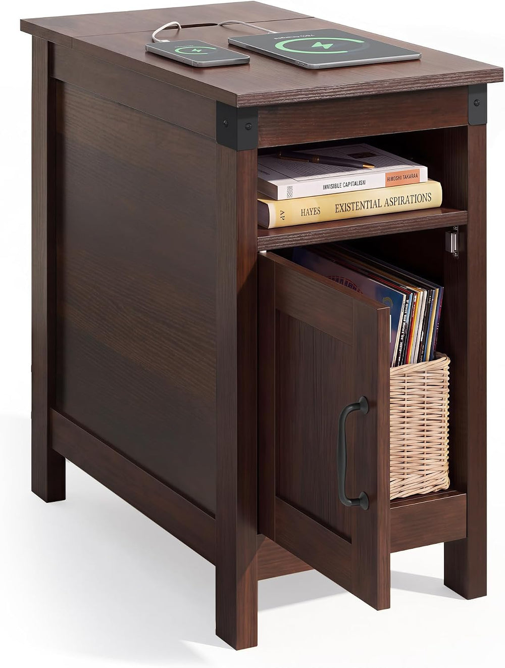 WLIVE End Tables for Living Room & Bedroom w/ Charging, Narrow Nightstand
