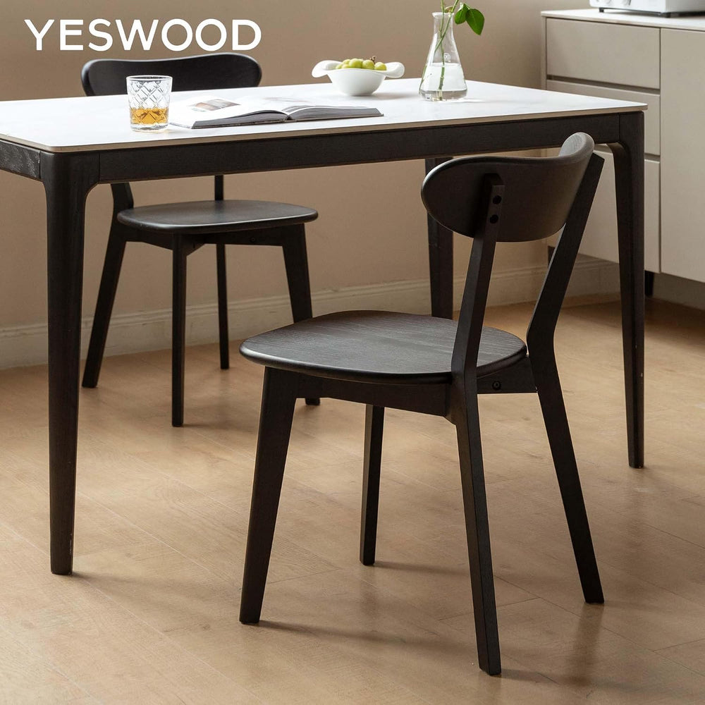 YESWOOD Oak Dining Chairs Set of 2, 100% Solid Wood Kitchen Chairs with Curve...