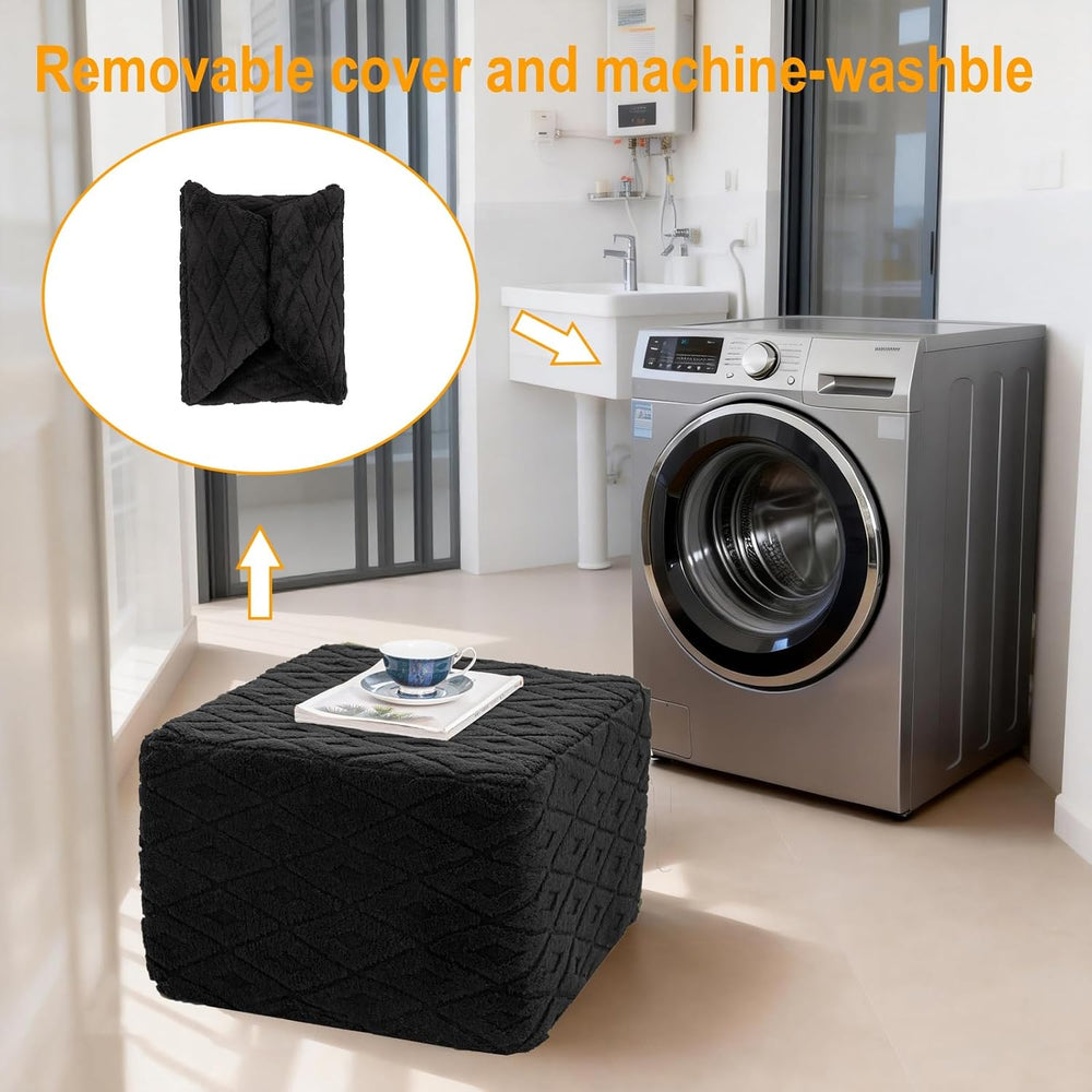 Fluffy Square Ottoman Pouf with All-in-One Foam Filling 20 x 14 Inches Furry ...