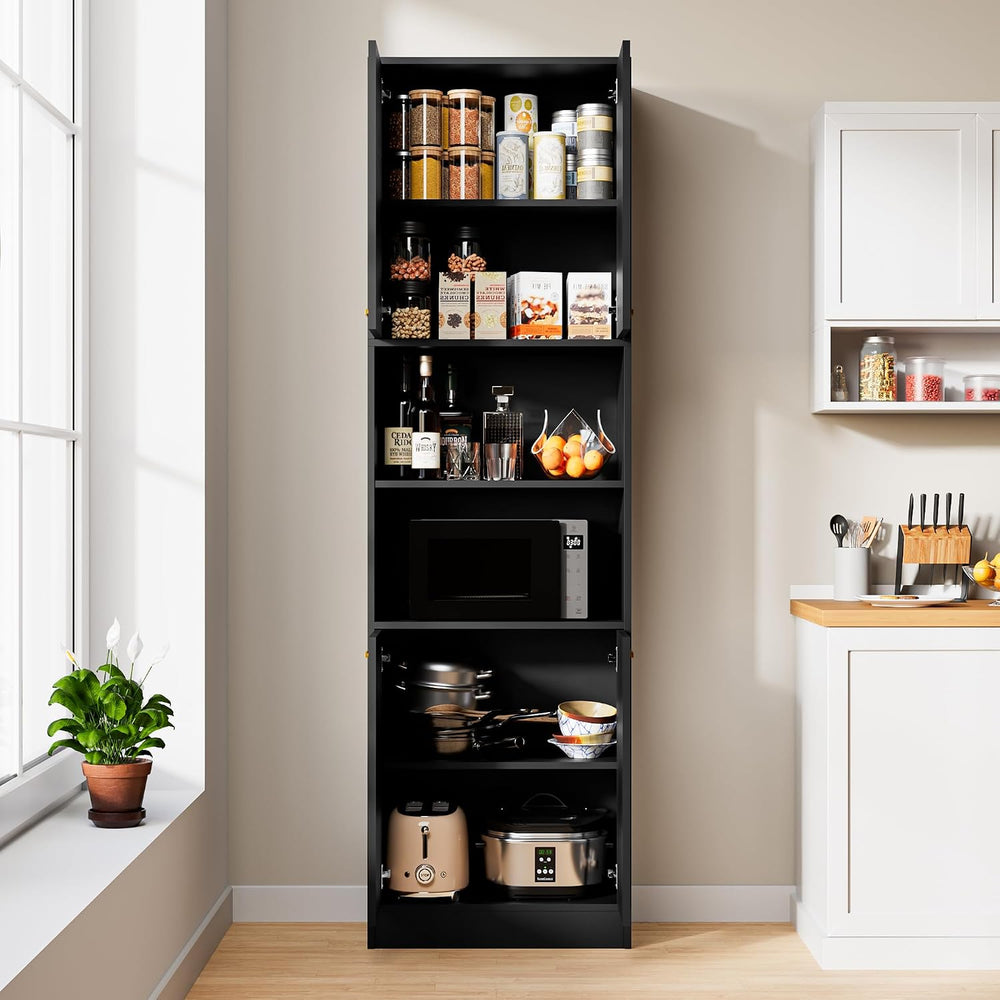 Cozy Castle Kitchen Pantry Cabinet, 75" Tall Wood Storage Cabinet with D...
