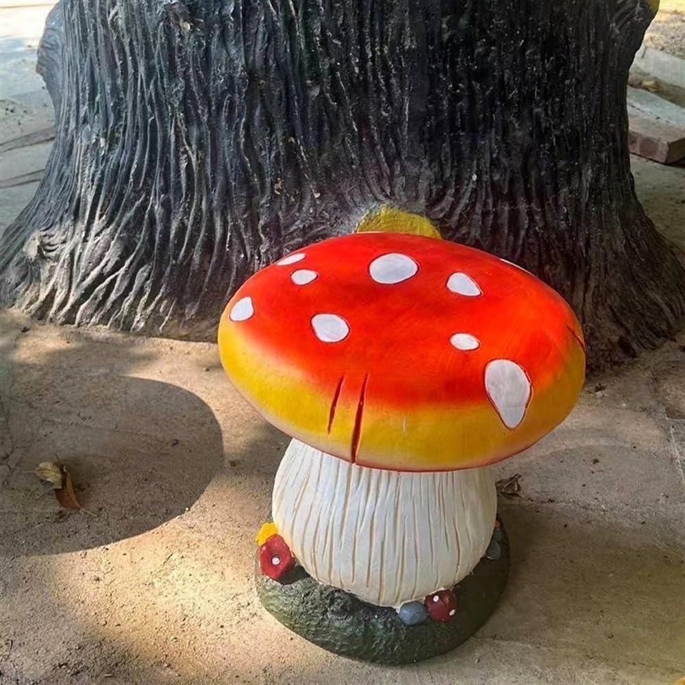 Small Mushroom Shape Ottoman, Outdoor Garden Resin Decorative Mushroom Stool,...