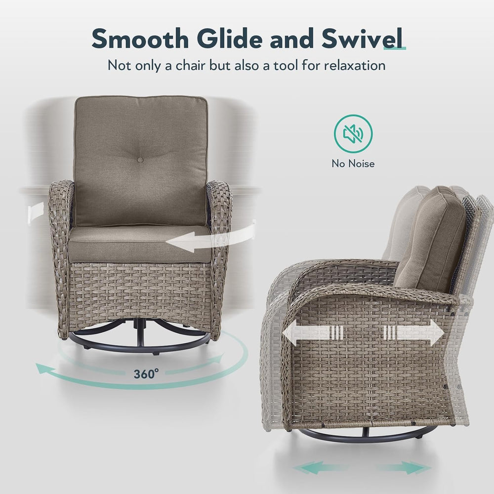 Outdoor Swivel Glider Rocker Chairs Set- 5 Piece Patio Furniture Set, Patio B...