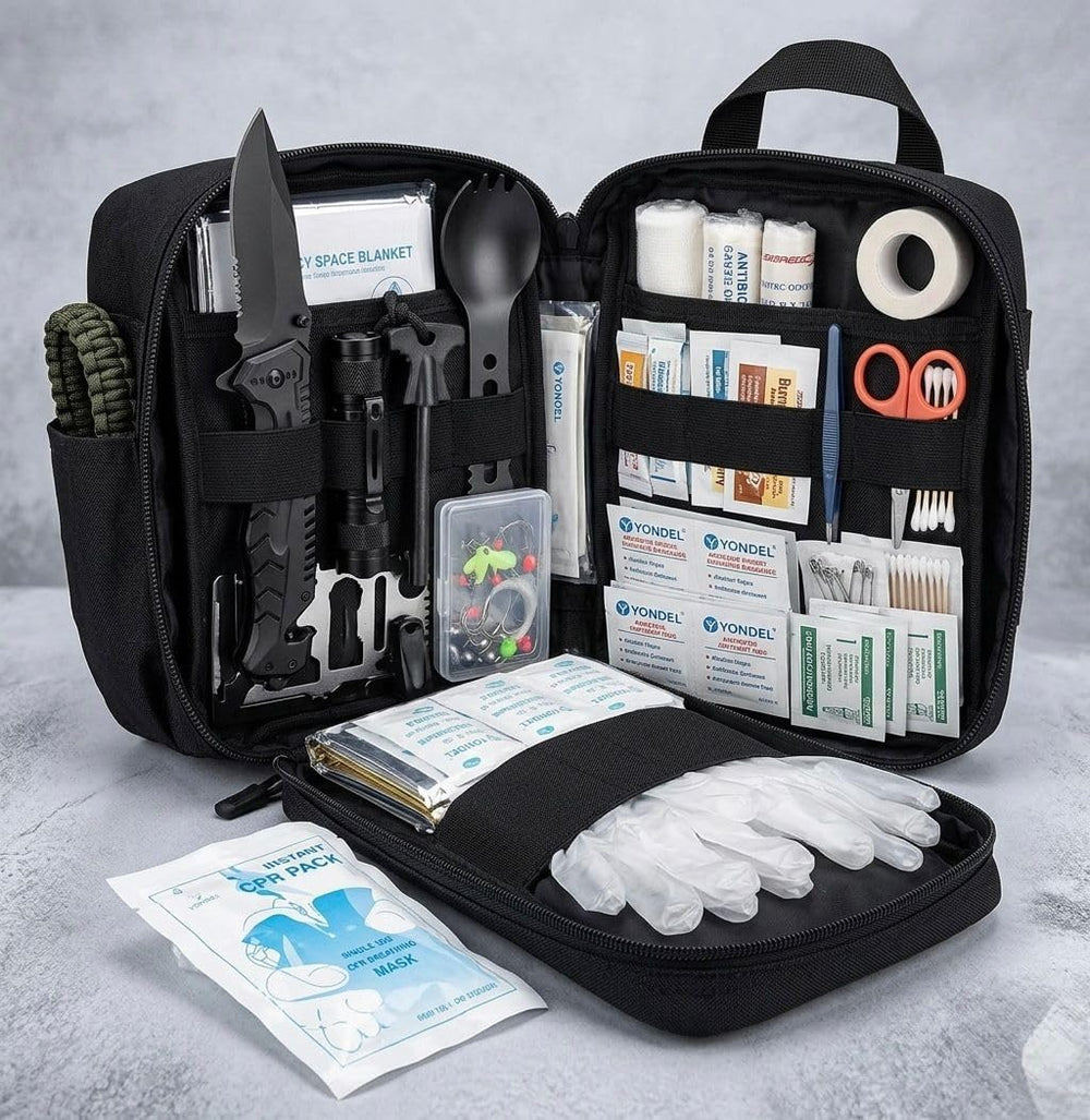 217-Piece Emergency Survival & First Aid Kit, Tactical Molle Pouch with F...