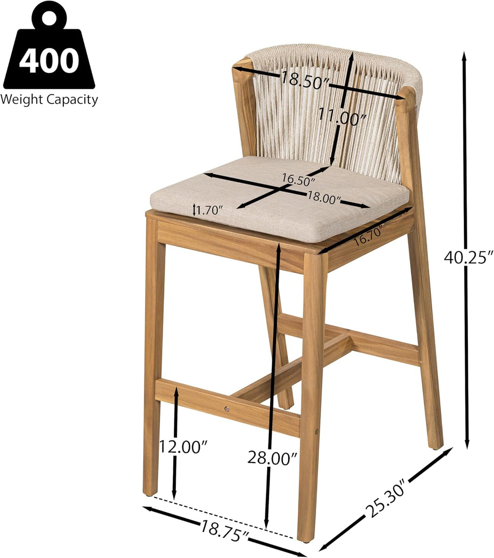Christopher Knight Home Cuz Patio Barstool Set of 2, Outdoor Counter Height S...