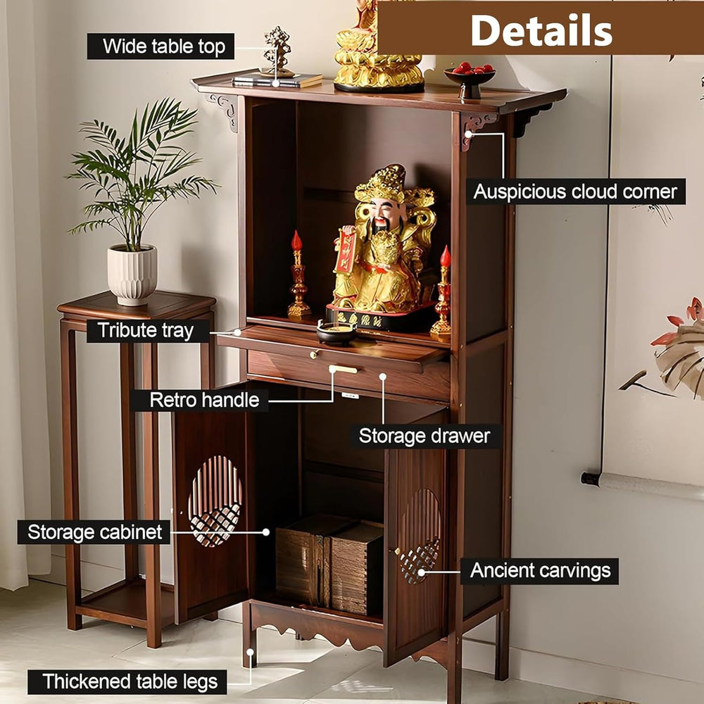 Wooden Buddhist Meditation Cabinet for Temple Display | Traditional Chinese S...