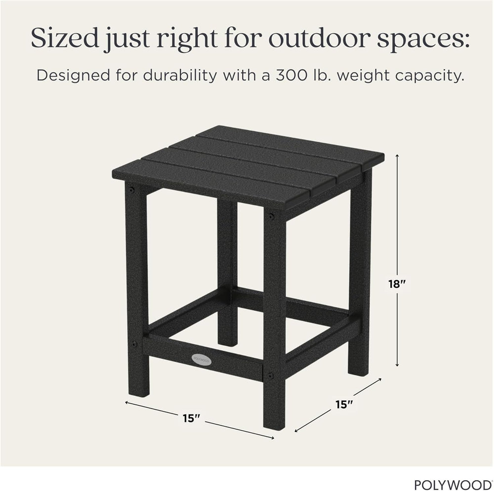 POLYWOOD Long Island 18" Side Table, Black