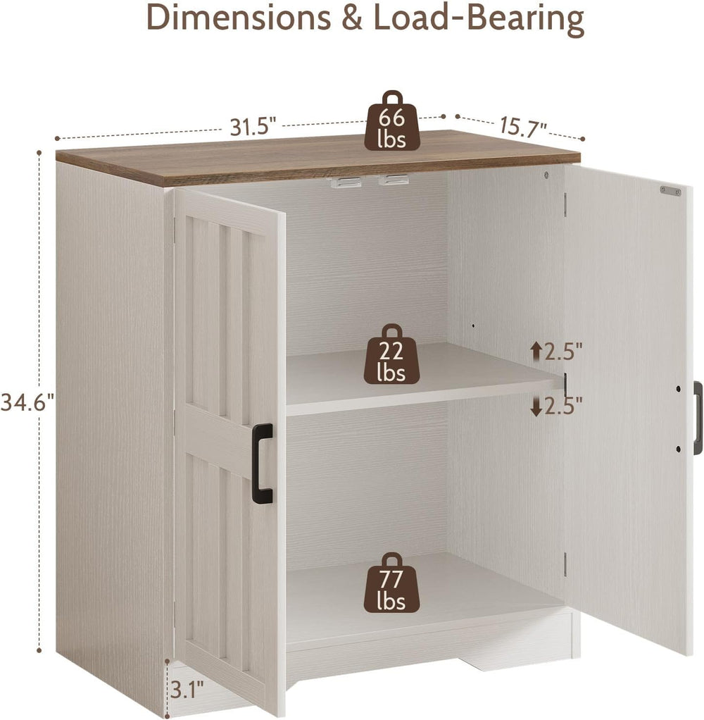 Sideboard Buffet Cabinet, Modern Farmhouse Kitchen Storage Cabinet, Small Mod...