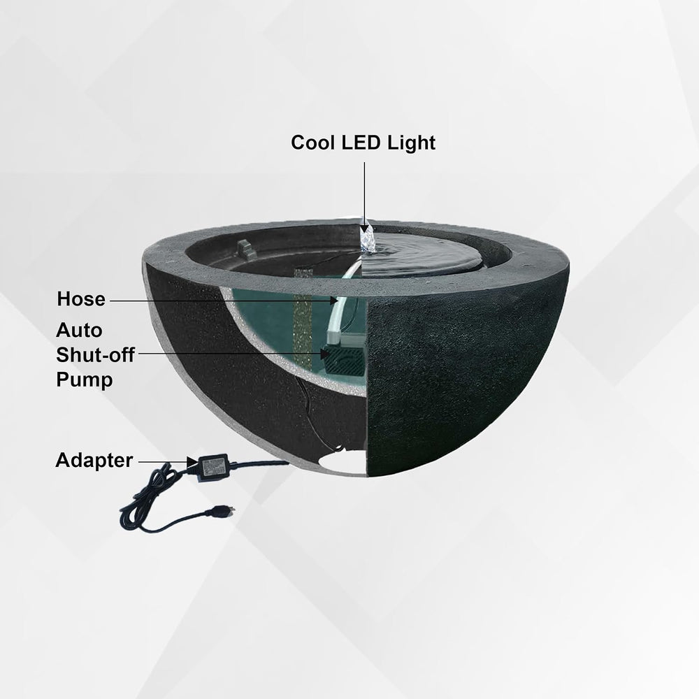 XBrand 20" Round Sphere Water Fountain with LED Light – Indoor Outdoor P...