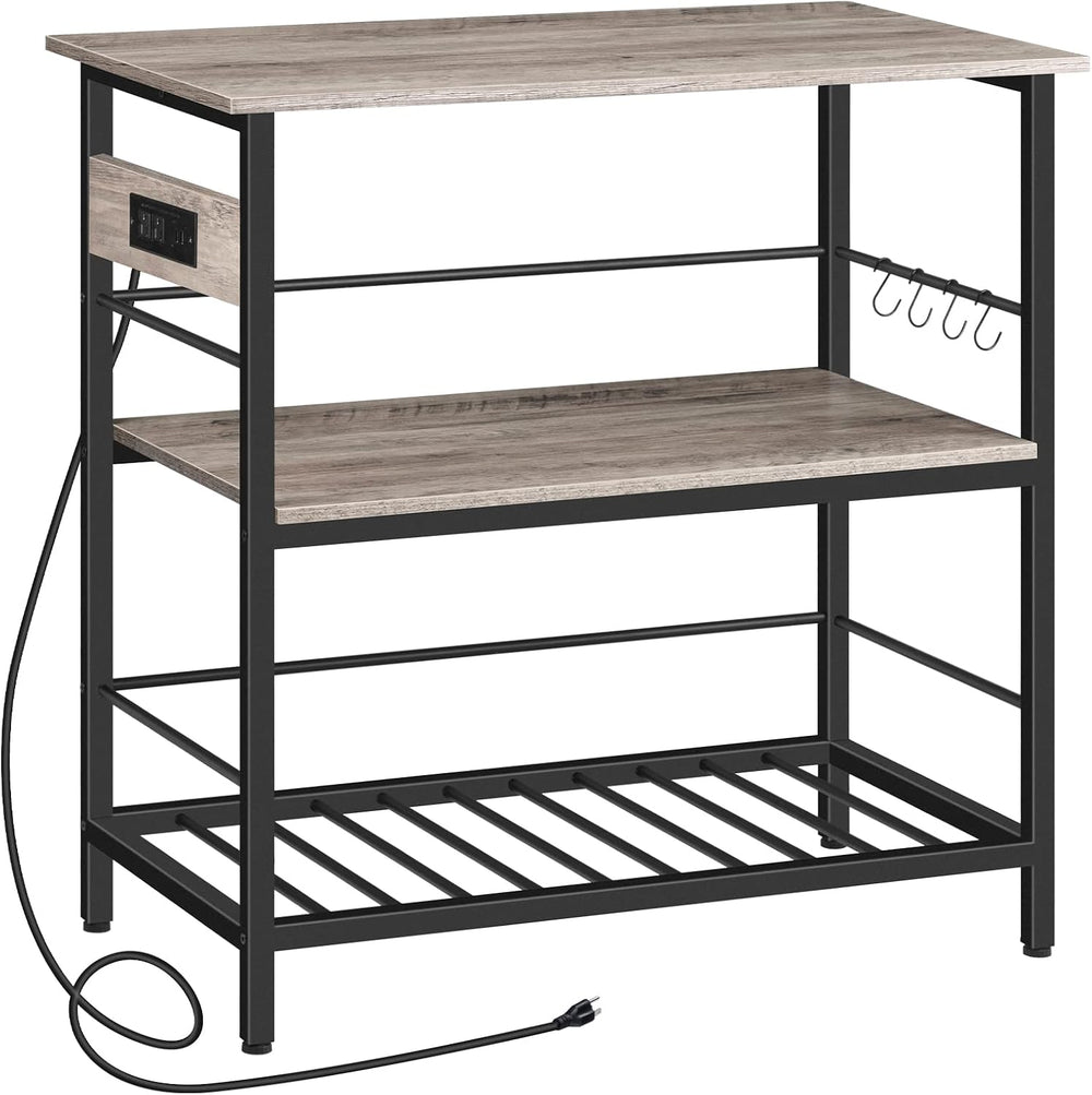 HOOBRO Kitchen Island with Storage, Kitchen Island Table with Power Outlet, 3...
