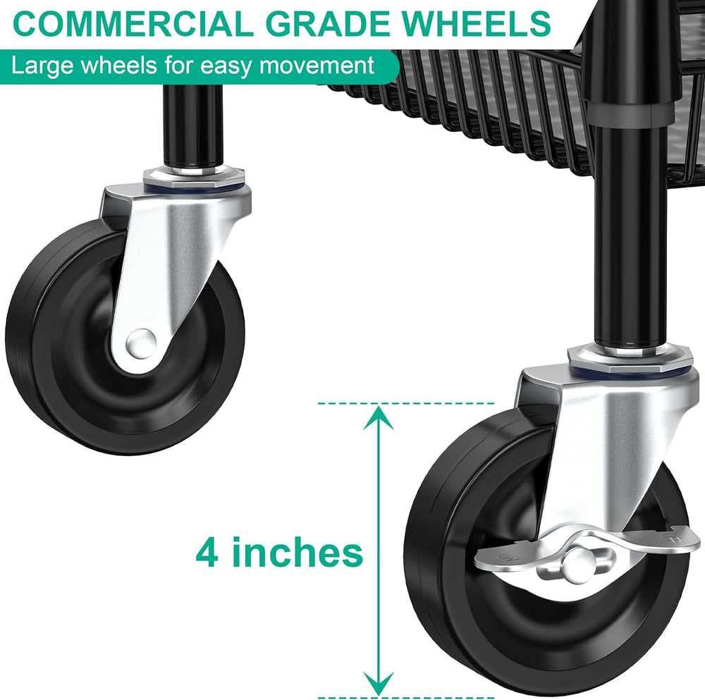 Folews Heavy Duty Rolling Cart with Wheels, 3 Tier Commercial Grade Utility C...