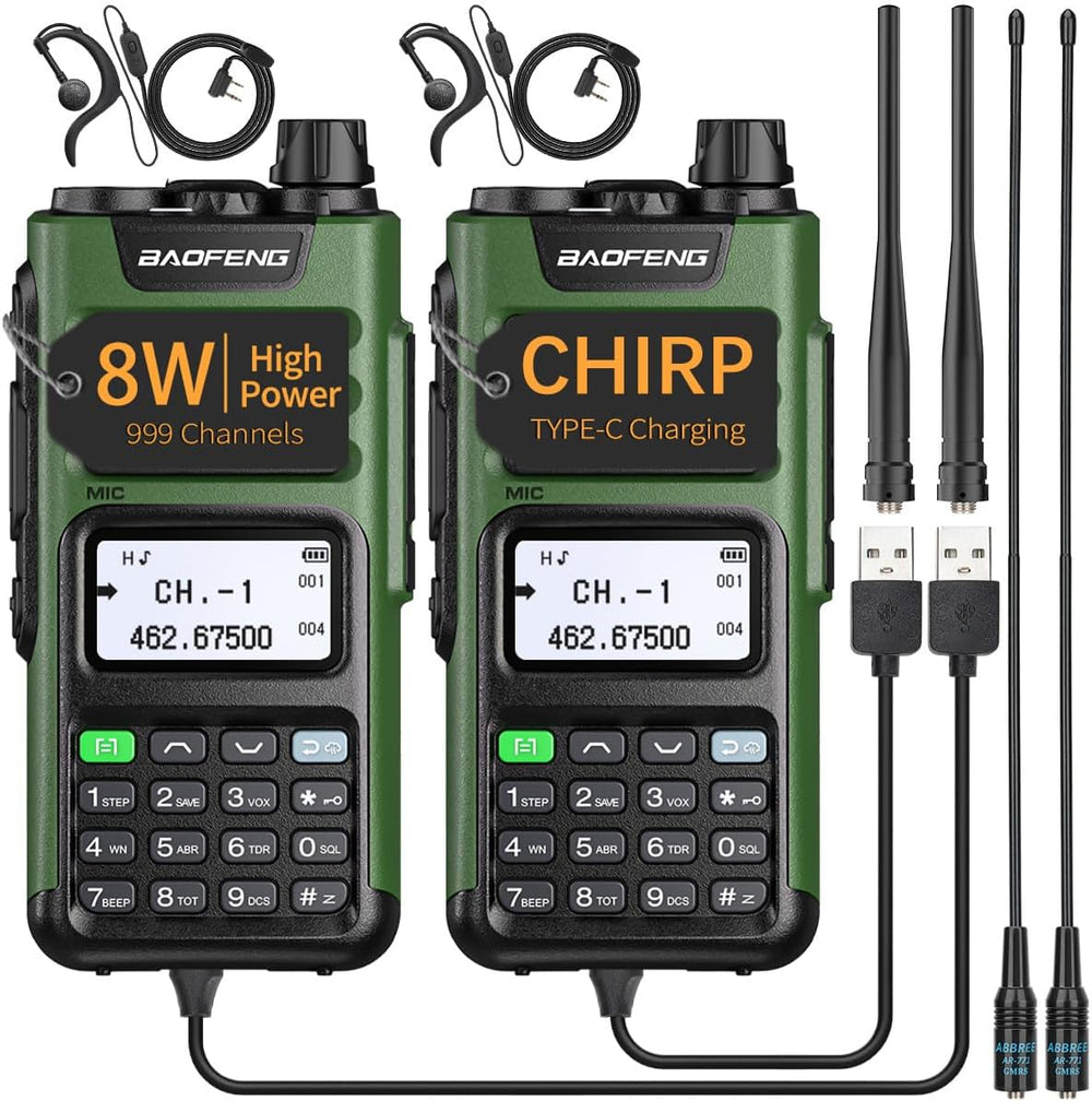 BAOFENG GMRS Radio Handheld Long Range GM-15 Pro 8W Walkie Talkie with Earpie...