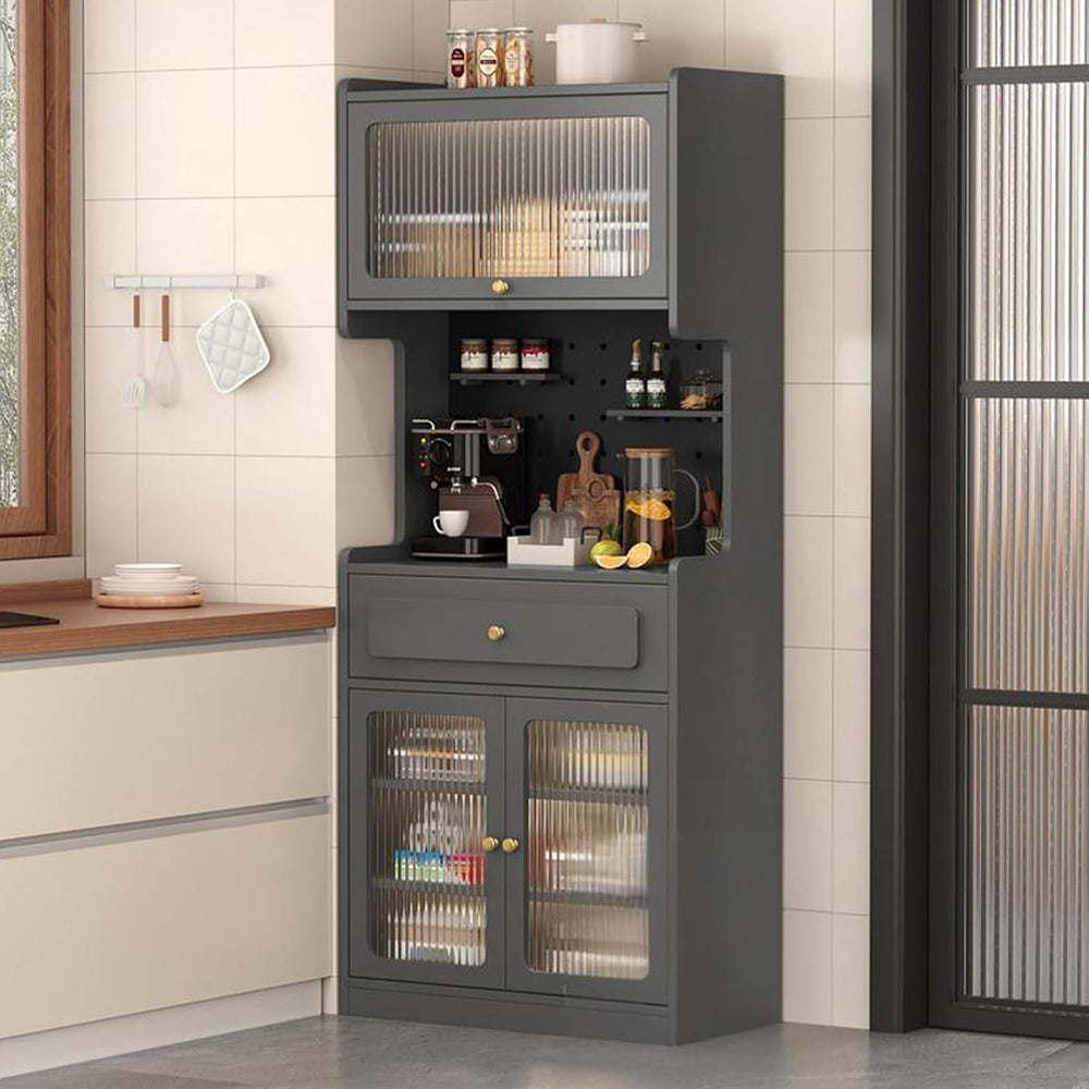Farmhouse Kitchen Pantry Cabinet with Doors Storage & Adjustable Shelves,...