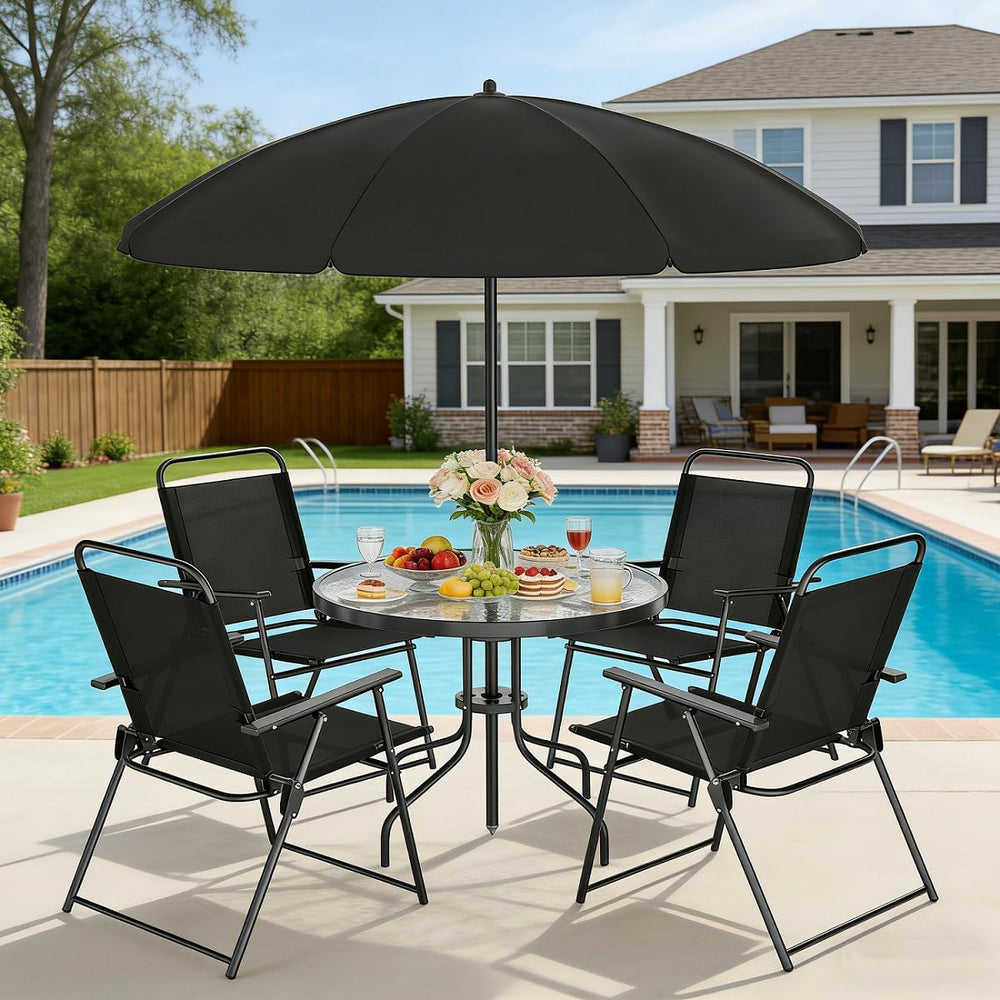 Shintenchi 6 Piece Outdoor Patio Furniture Set, Small Outdoor Patio Dining Ta...