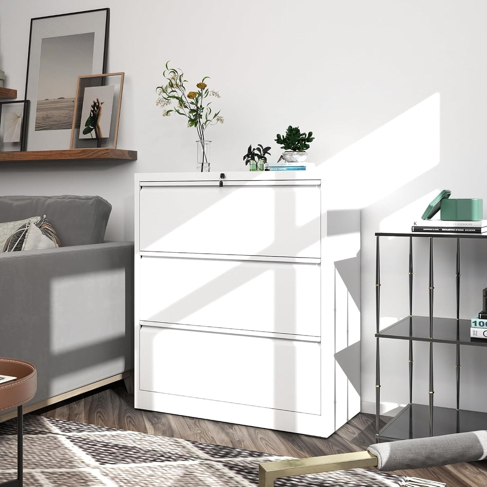 3 Drawer File Cabinet with Lock, Metal Lateral Filing Cabinets | File Cabinet...