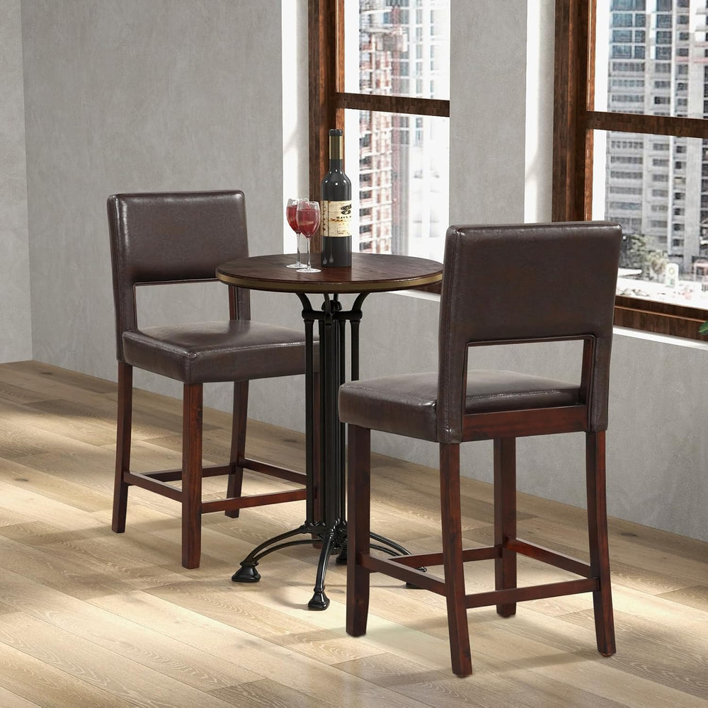 GIANTEX 24.5" Counter Height Bar Stools Set of 4, PVC Leather Barstools ...