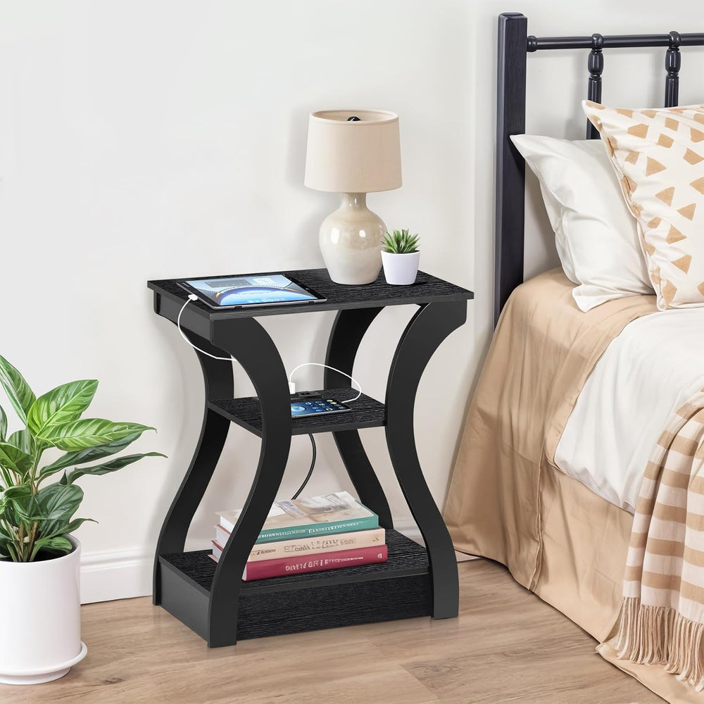 ZENY End Tables Set of 2 with Charging Station, Side Table with USB Ports and...
