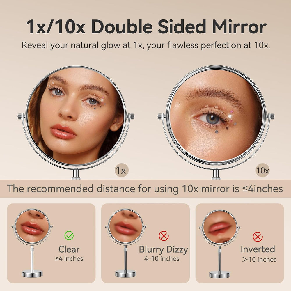 Nicesail Adjustable Makeup Magnified Mirror Chrome 10X 15 L x 9" W