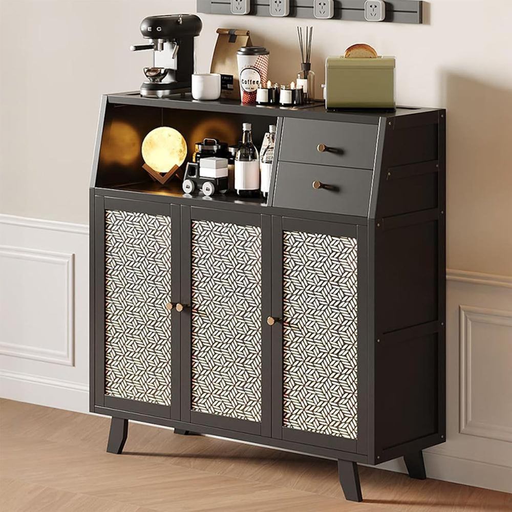 Kitchen Pantry Storage Cabinet with 3 Doors, Modern Hutch with Storage Drawer...