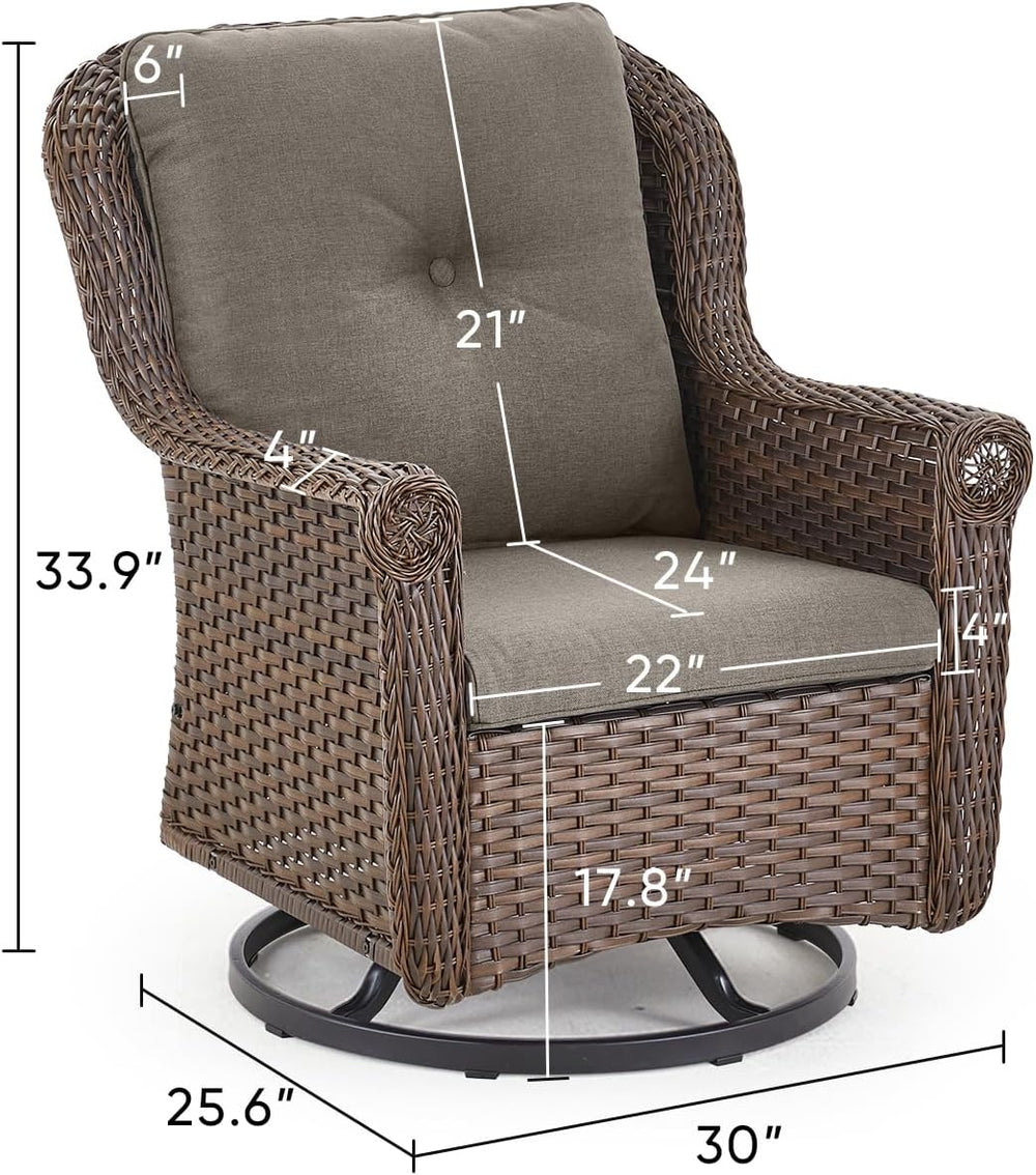 Patio Chairs Outdoor Swivel Glider - Set of 2 High Back Outside Brown Wicker ...