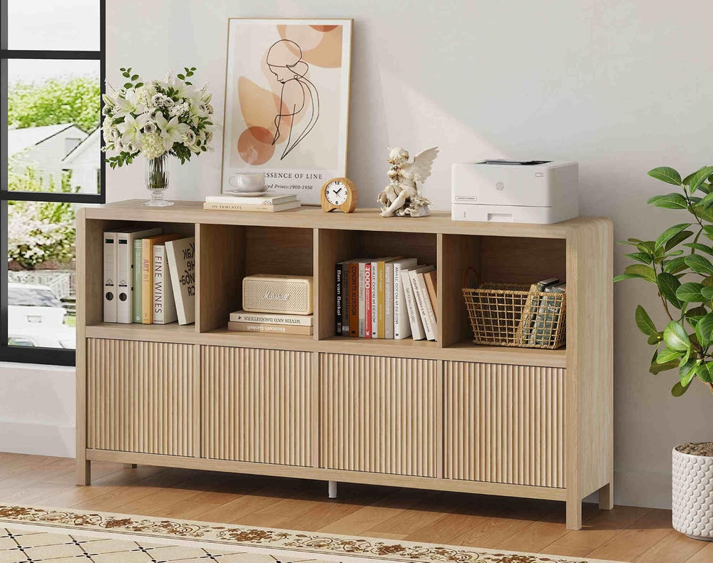 FATORRI 8 Cube Storage Organizer Bookshelf with Storage, 57 Inch Horizontal B...