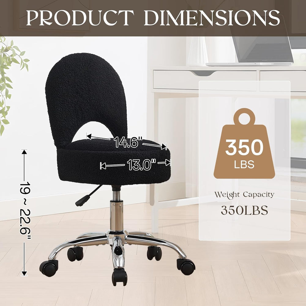 Home Office Chair Fold Swivel Vanity Chair with Storage Back Wheel