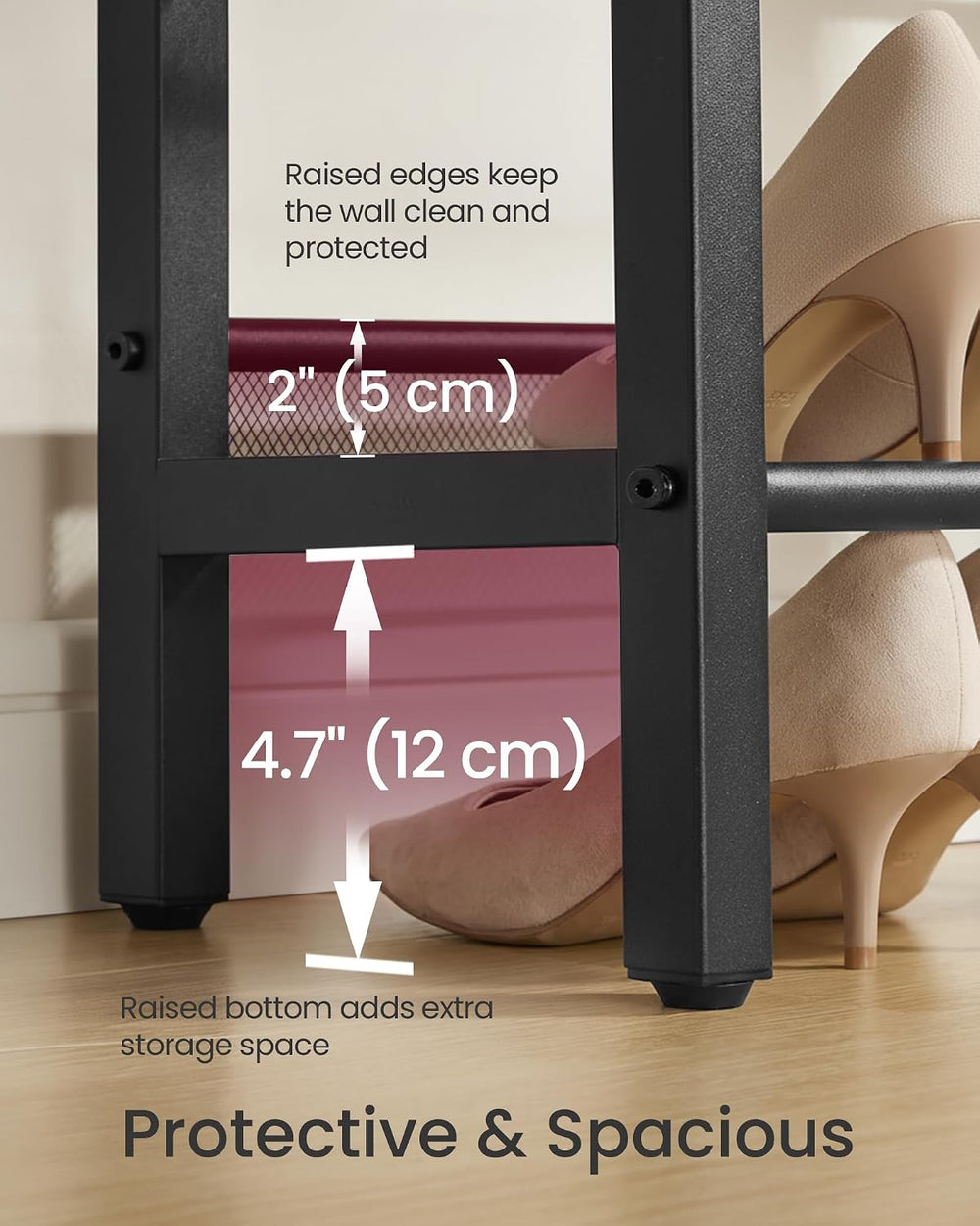 VASAGLE 3 Tier Shoe Rack Bench, One Piece Shelves, Industrial Style | Shoe St...