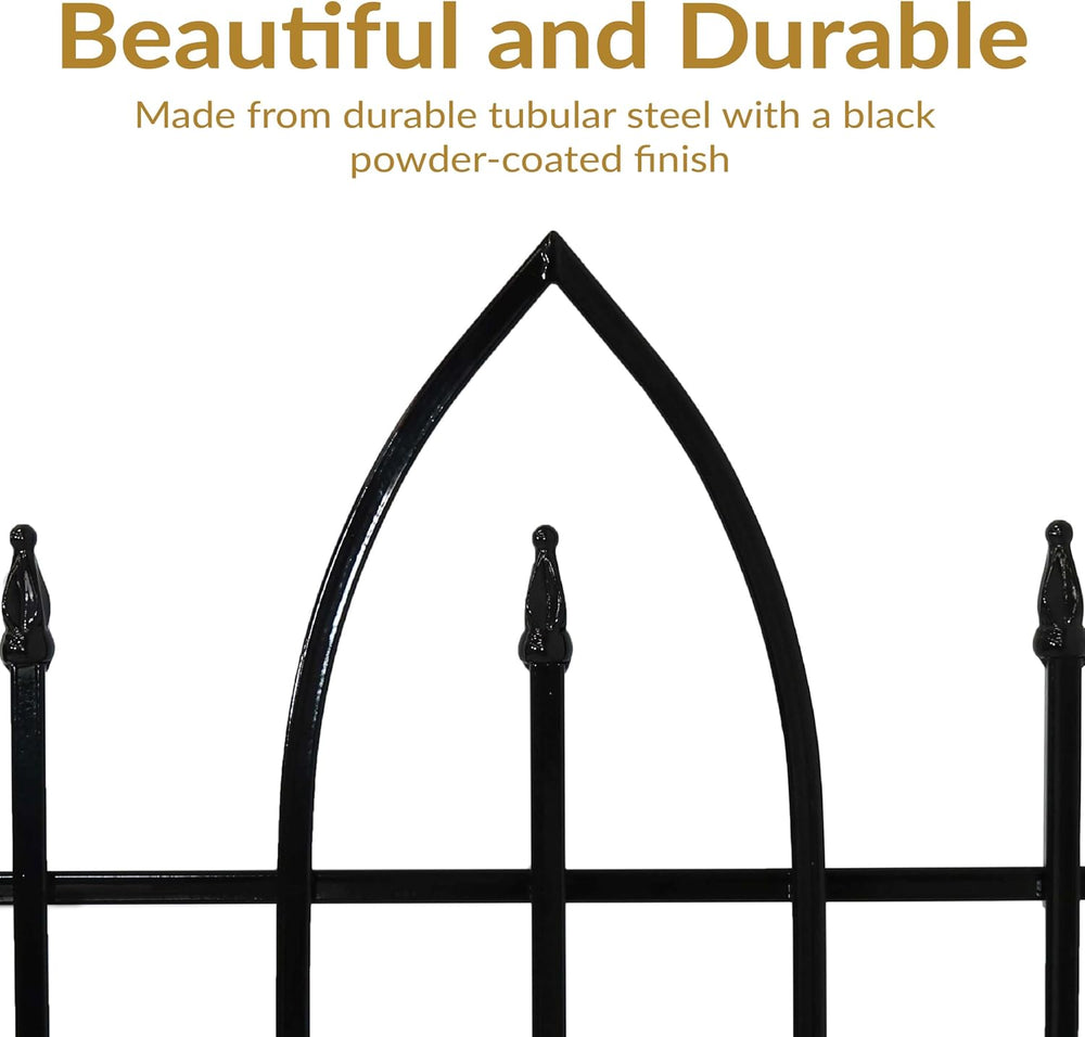 Sunnydaze Gothic Arch Decorative Garden Fence Panels, Black, Set of 2
