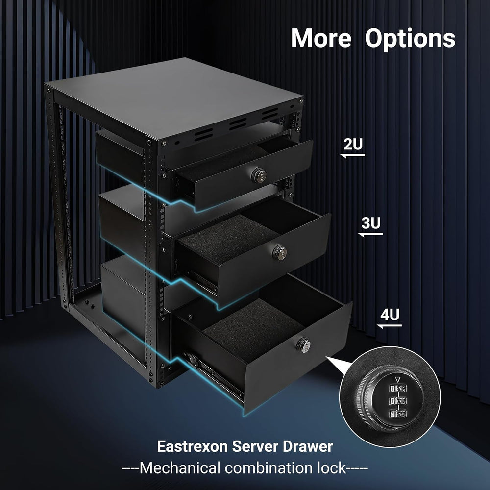 15U Open Frame Server Rack, Wall-mountable IT Rack w/Swivel Casters, 2 Rack S...