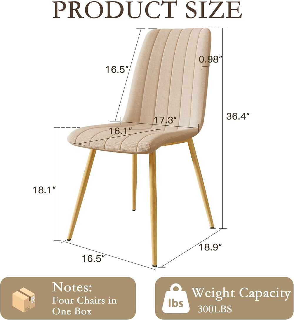 High Back Upholstered Dining Chairs Set of 4, Beige