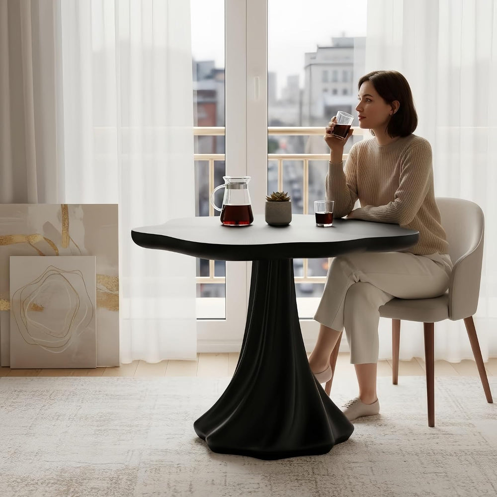 37" Round Modern Dining Table – Flower Shape Top, Twisted Pedestal Base,...
