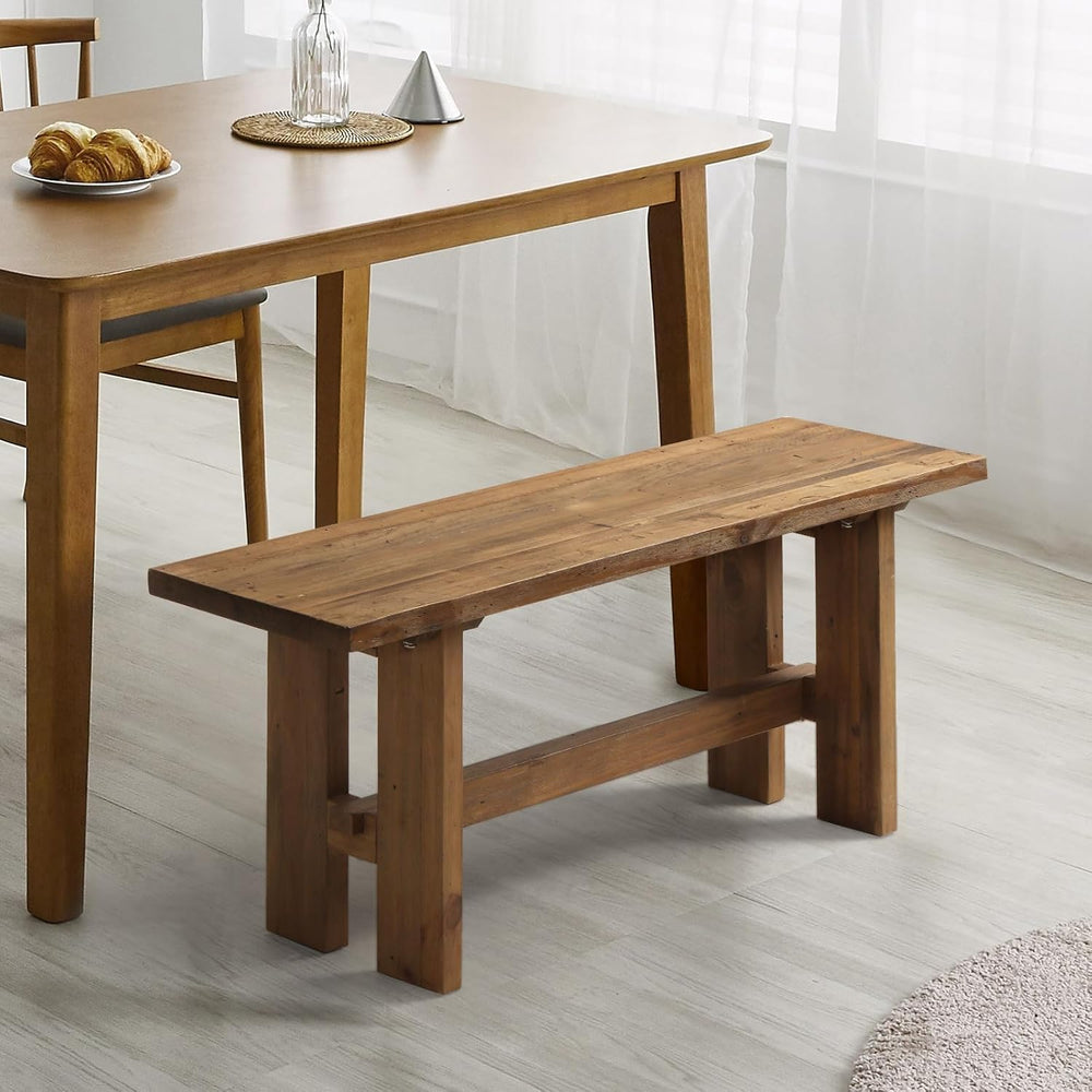 HOKYHOKY Reclaimed Solid Wood Bench, 43.3" Farmhouse Entryway Bench | Na...