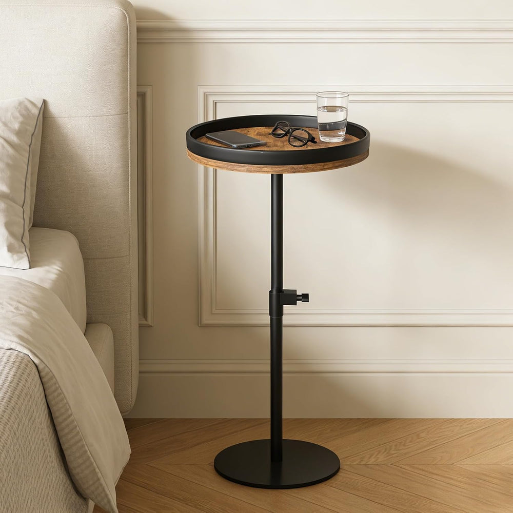 Drink Table, Small Round Side Table Height Adjustable Martini Table with Weig...