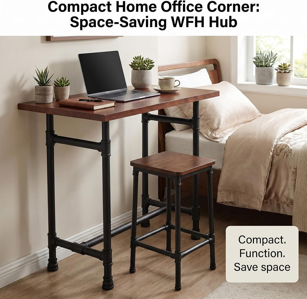 Industrial Pipe Small Dining Table for Two, 31.5" Compact Bar Table with...