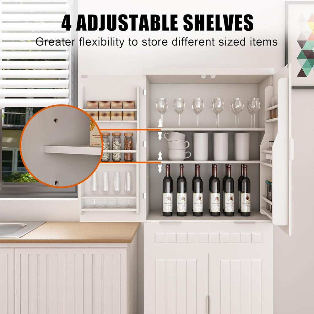 Pantry Cabinet, 71.65" Tall Storage Cabinet with Drawer, 2 Cabinets &...