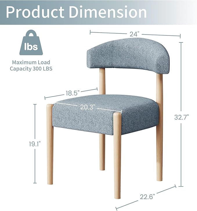 VKNOW Wooden Dining Chairs Set of 4, Modern Upholstered Dining Room Chairs wi...
