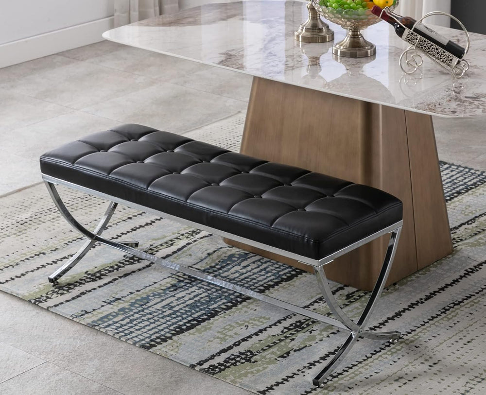 EALSON Modern Entryway Bench Leather Upholstered Dining Bench with Metal Base...