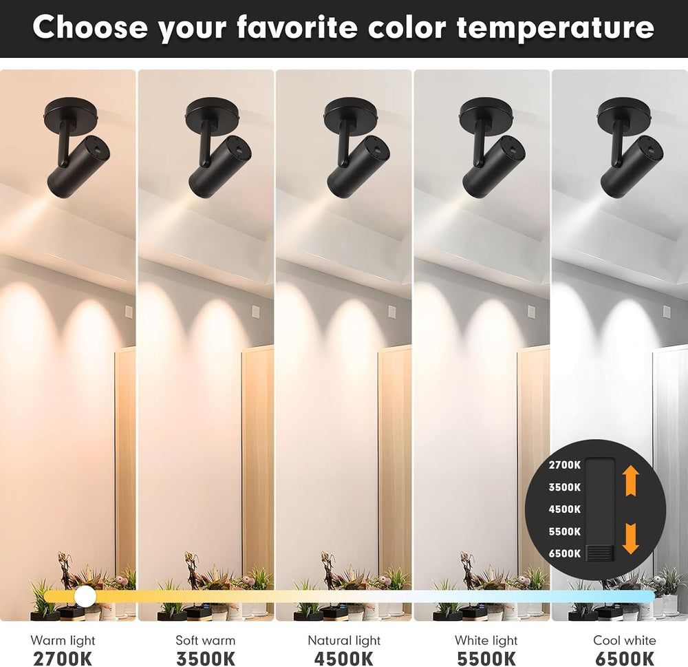 20W LED Dimmable Zoomable Ceiling Spotlight Indoor 5 Color Adjustable Surface...