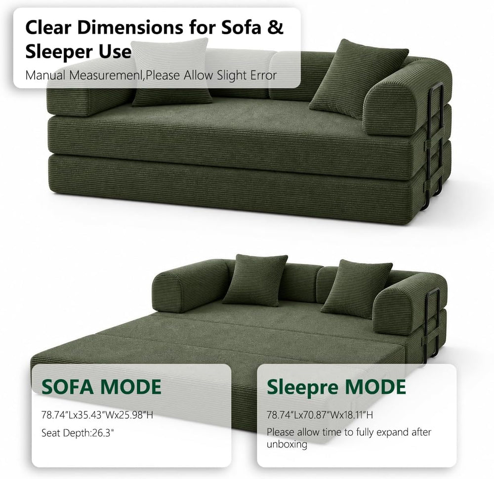 Compressed Modular Sectional Sofa Couch,No Tools Assembly | Convertible bed mode