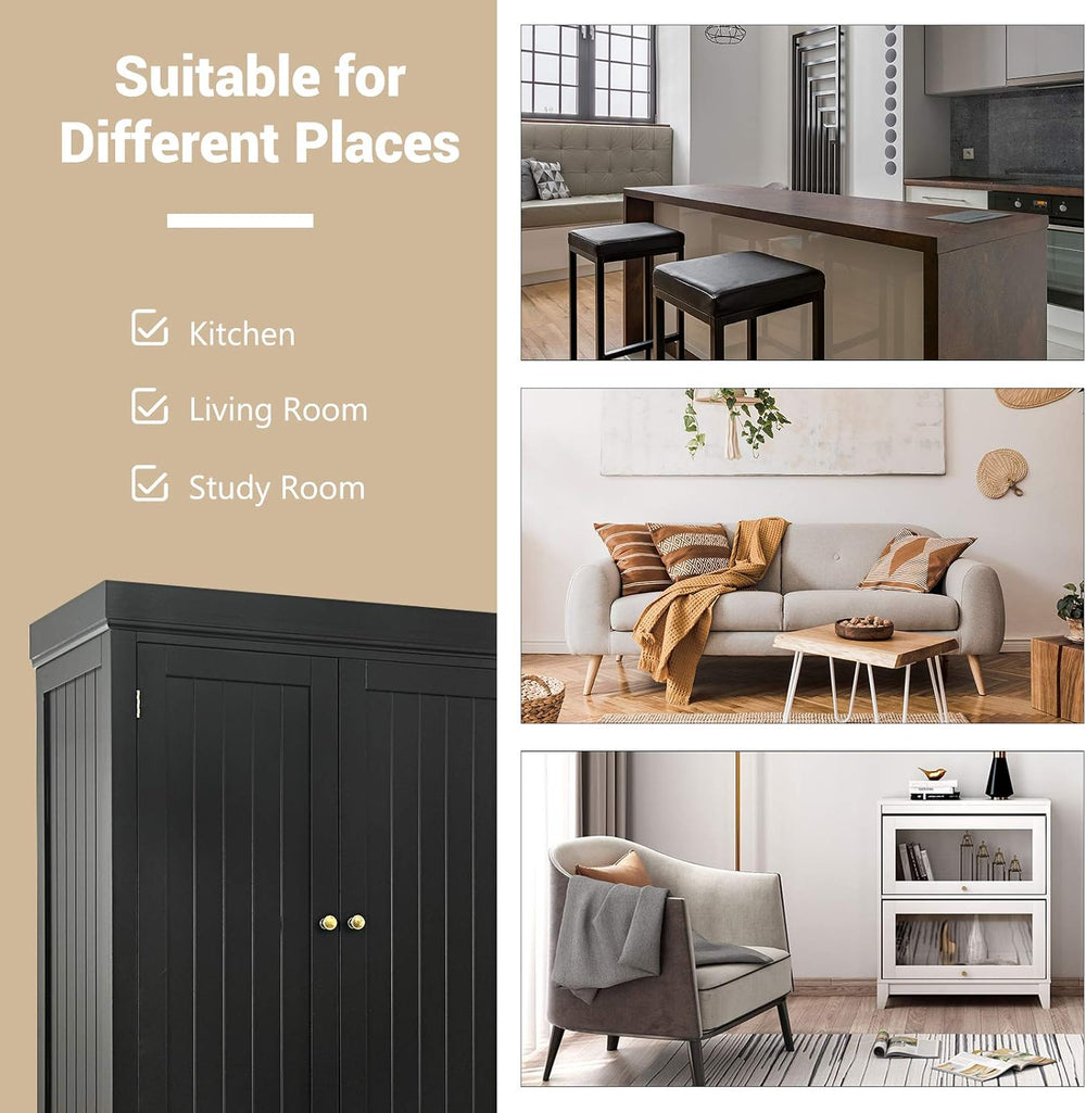 72" Kitchen Pantry Cabinet, Kitchen Cupboard with 2 Double-Doors Cabinet...