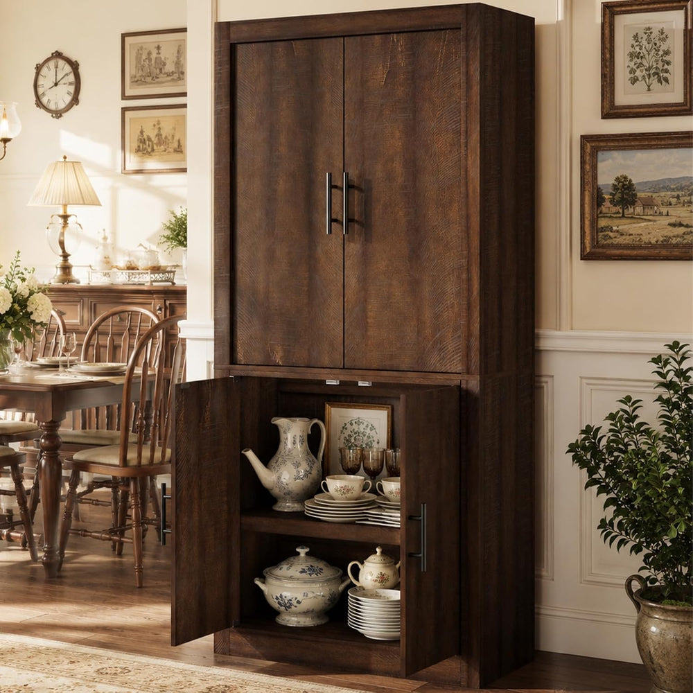 Garvee Tall Farmhouse Pantry Cabinet with Adjustable Shelves, 70.4" Kitc...