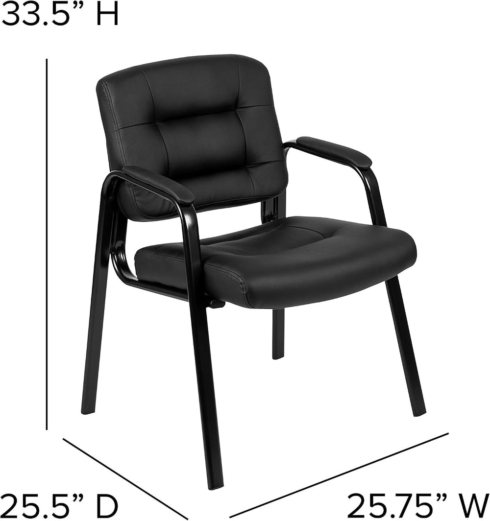 Flash Fundamentals Black LeatherSoft Executive Reception Chair with Black Met...