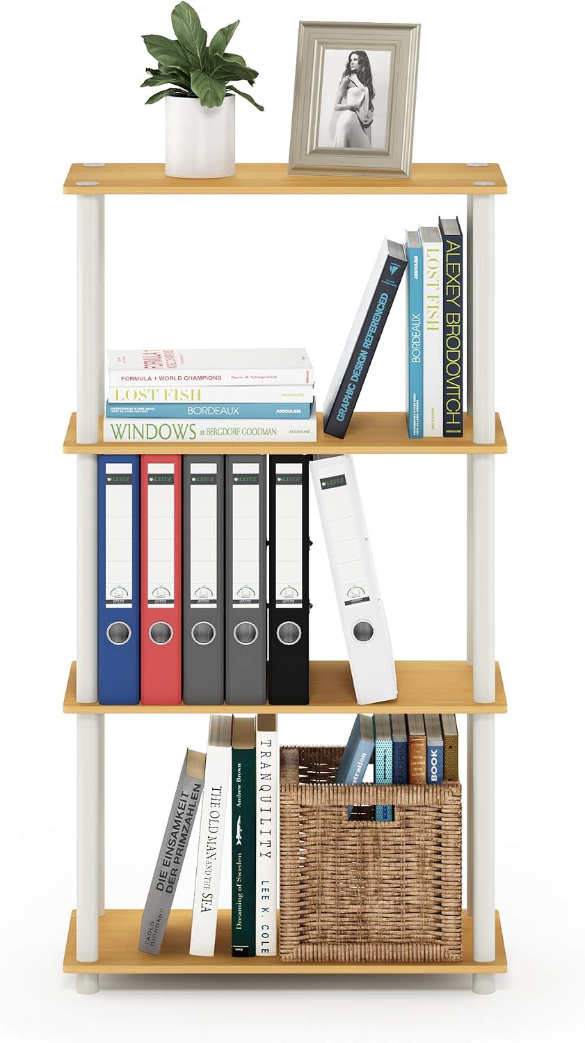 Furinno Turn-N-Tube Toolless 4-Tier Storage Shelves, Beech