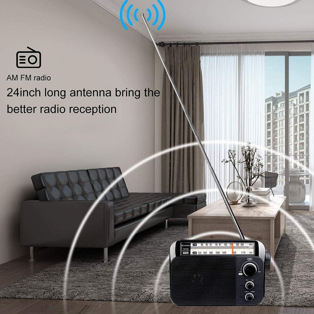 Retekess TR604 AM FM Radio, Portable Radio Plug in Wall(Black)