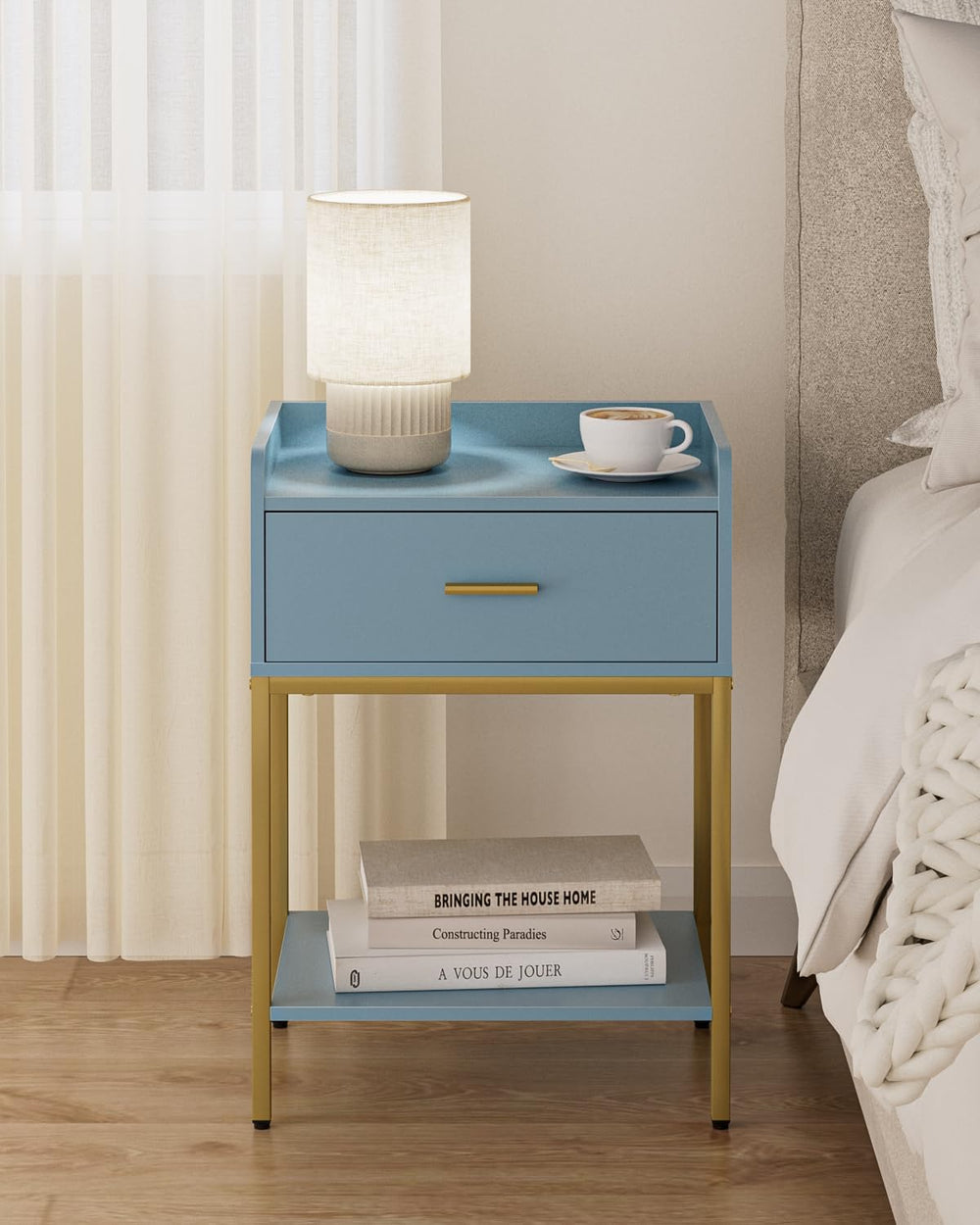 Masupu Nightstand,Bedside Table 3-Tier Modern Night Stand with Storage Drawer...