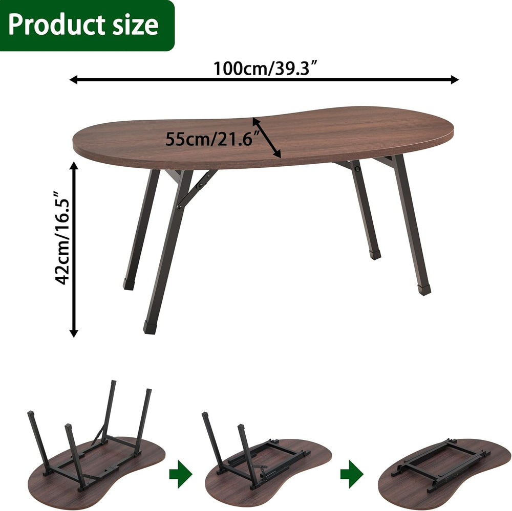Folding Coffee Tables,Mid Century Modern Coffee Table Easy Assembly,Walnut