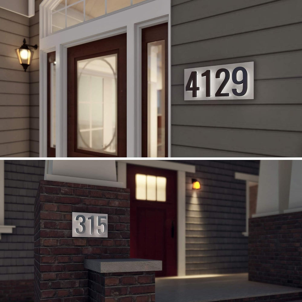 7 Inch Backlit LED House Number, ABS Polymer, 2700K Warm Light (6, Black)