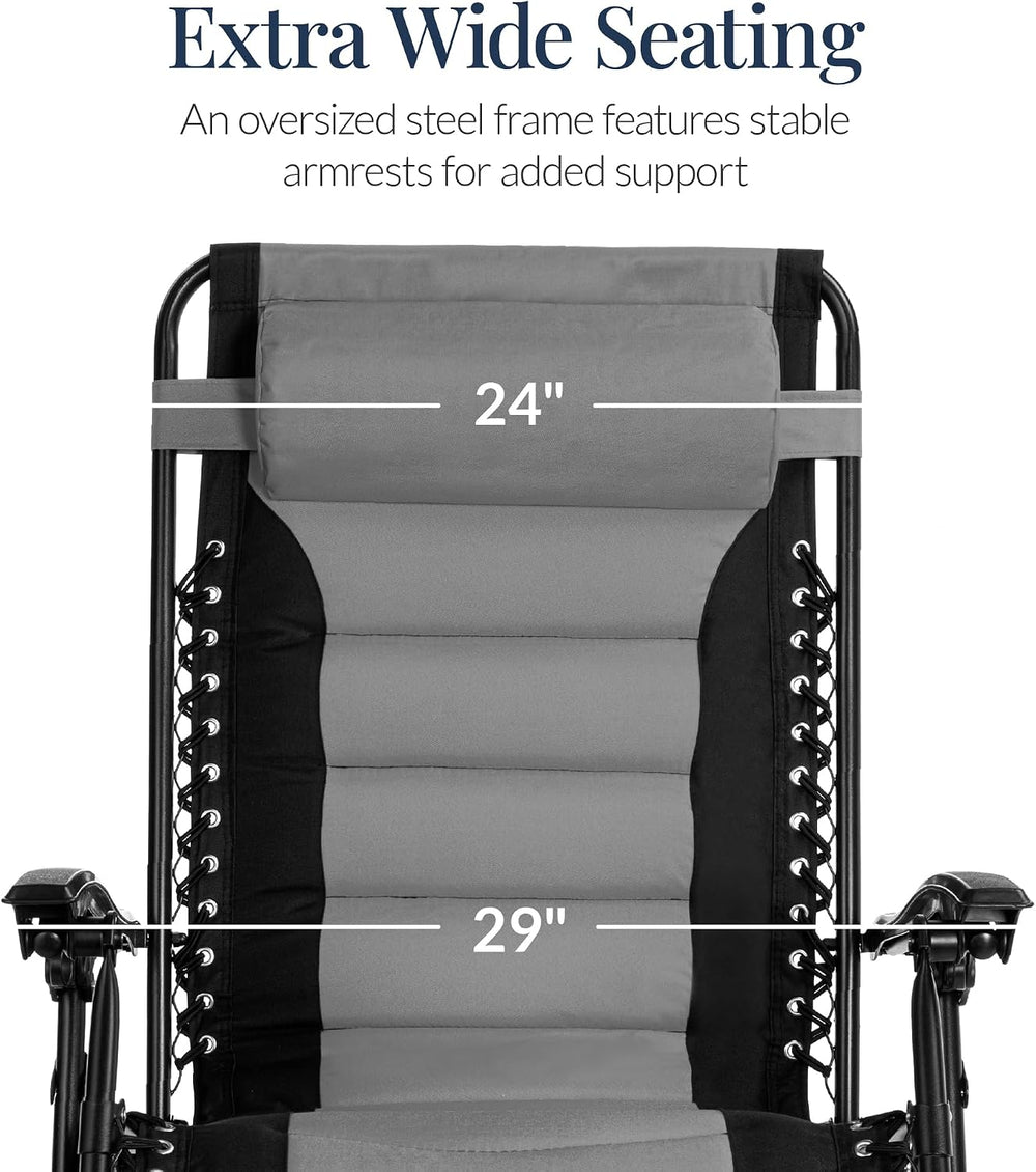 Best Choice Products Oversized Padded Zero Gravity Chair, Folding Outdoor Pat...
