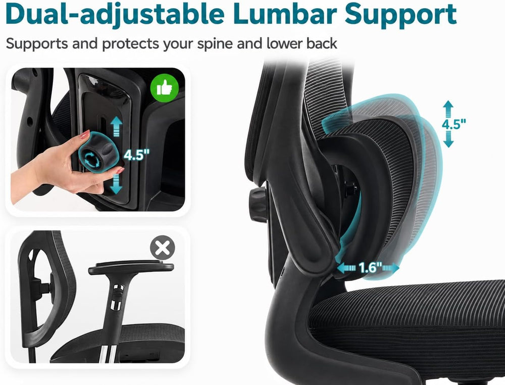 Ergonomic Office Chair with Adjustable Headrest & Lumbar Support, High Ba...