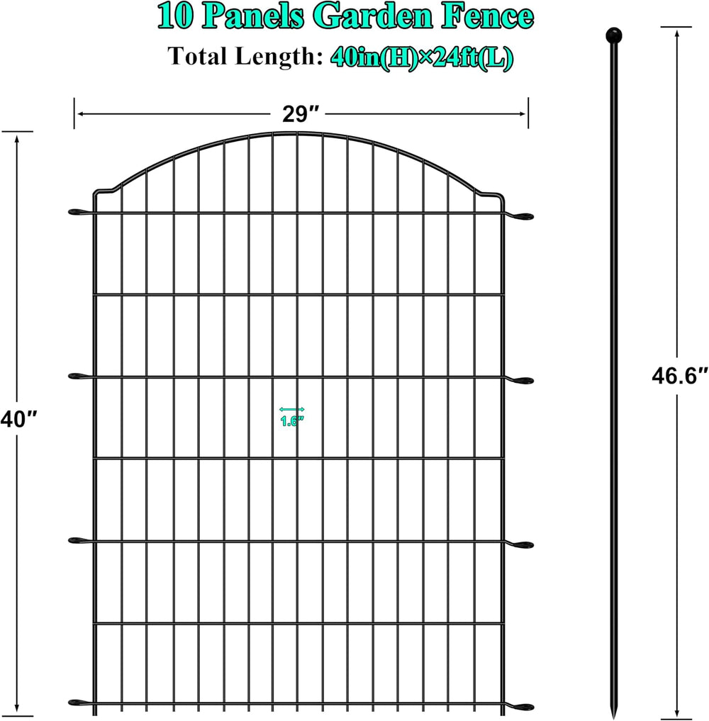 Decorative Garden Fences 40in x 24ft, 10 Pack Outdoor Fencing Animal Barrier ...