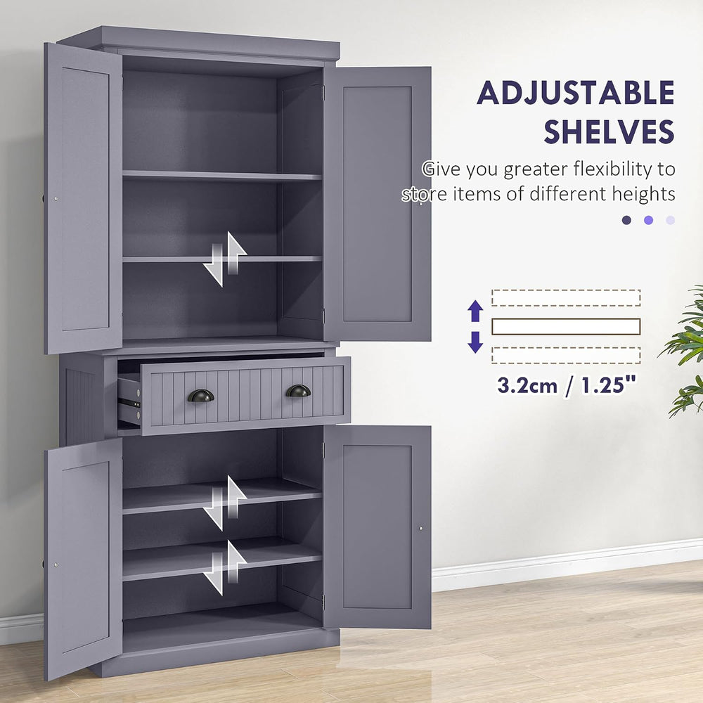 Blue 72" Farmhouse Kitchen Pantry Cabinet Bathroom Cabinet, Multiple Sto...